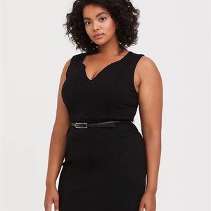 NWT Torrid Black Premium Ponte Sheath Dress with Belt